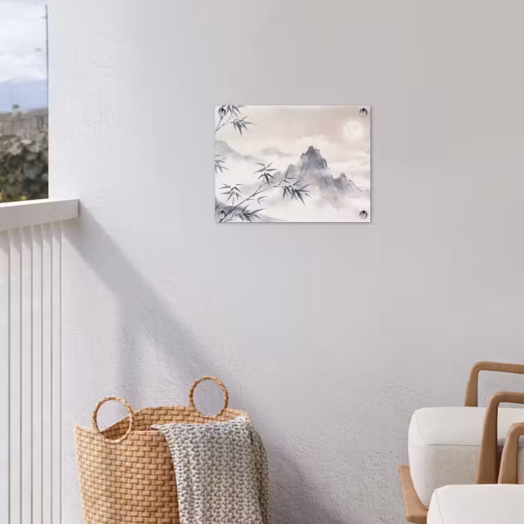 Bamboe - Azië - Grijs tuinposter los doek klein -sfeer8