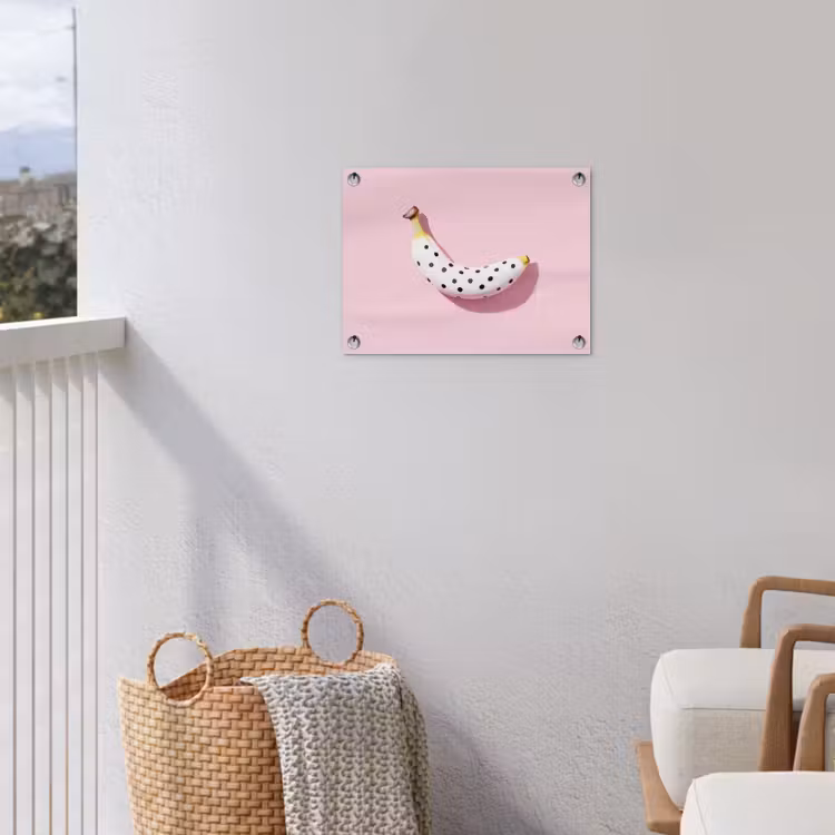 Banaan - Stippen - roze tuinposter los doek klein -sfeer8