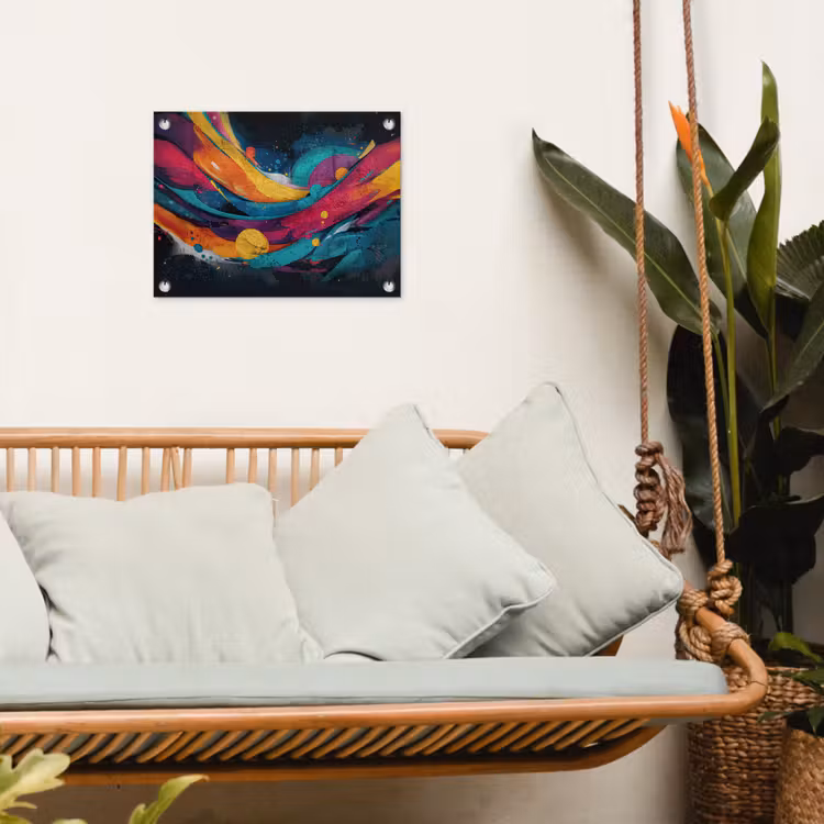 Banen - Golven - Kleurrijk - Abstract tuinposter los doek klein -sfeer7