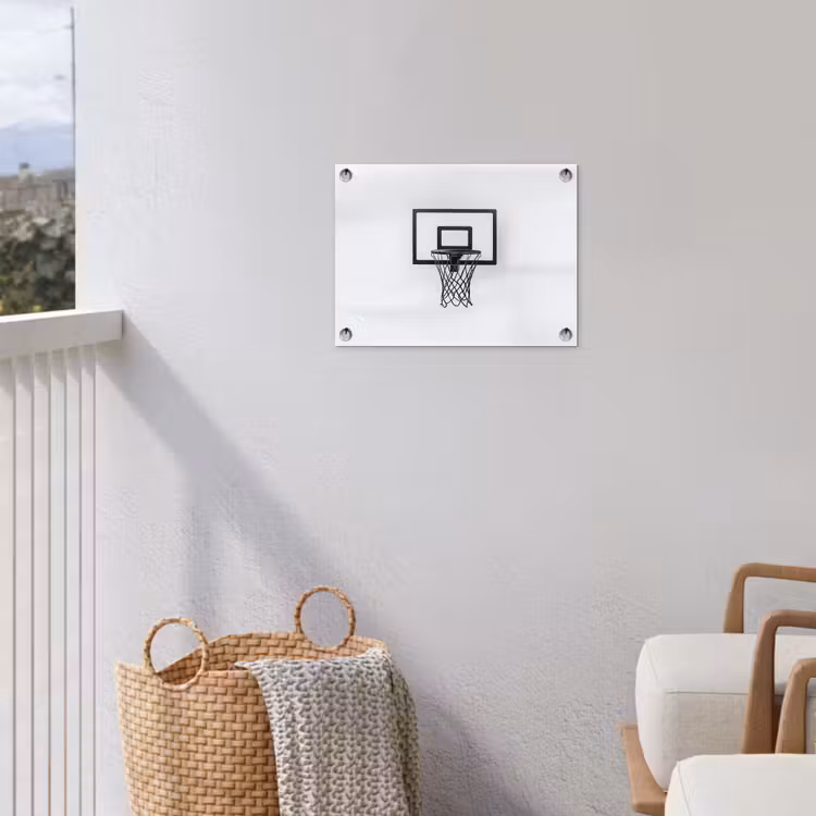 Basketbalbord - Minimalistisch - Zwart tuinposter los doek klein -sfeer8