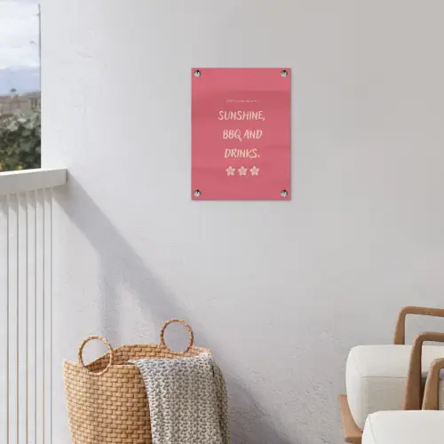 BBQ - Quote - Roze - Zomer tuinposter los doek klein -sfeer8