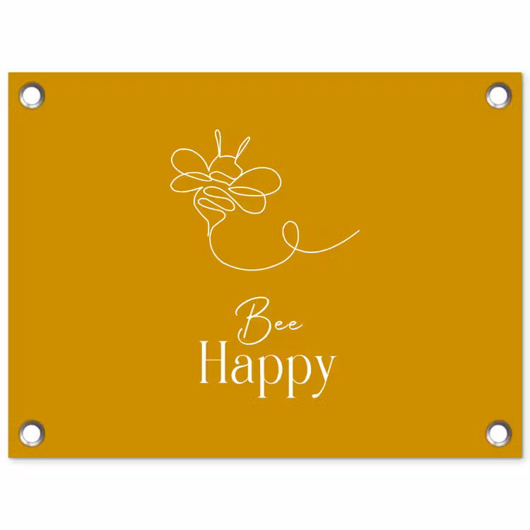 Bee Happy tuinposter los doek klein -3d