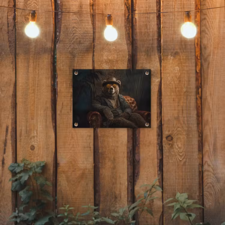 Beer - Bruin - Pak - Hoed tuinposter los doek klein -sfeer1