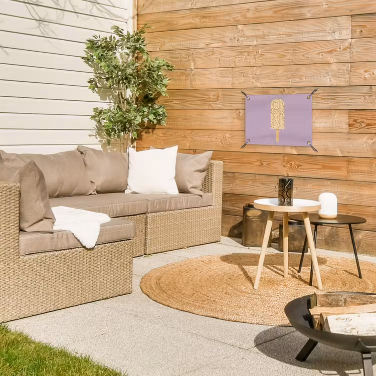 Beige - Ijsje - Spikkels tuinposter los doek klein -sfeer4