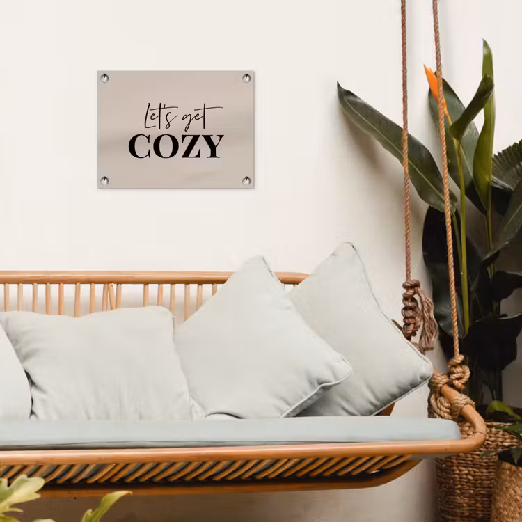 Beige - Winter - Quote - Cozy tuinposter los doek klein -sfeer7