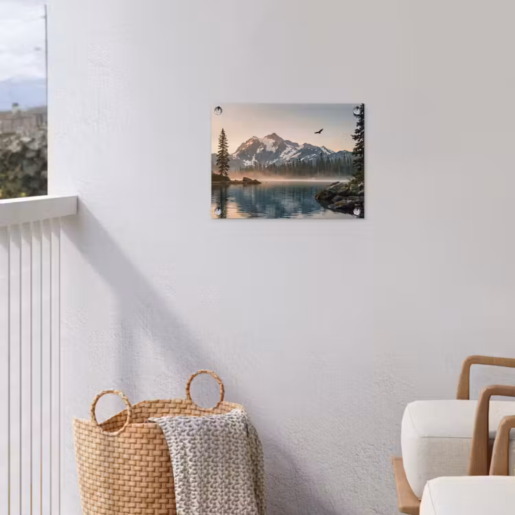Bergen - Water - Bomen tuinposter los doek klein -sfeer8