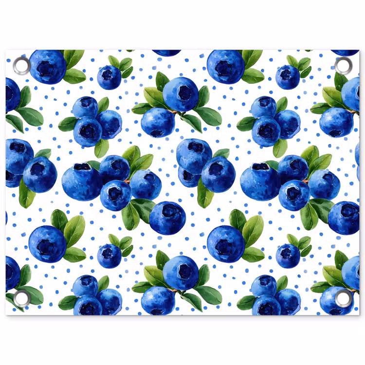 Bessen - Patroon - Blauw tuinposter los doek klein 239 -3d