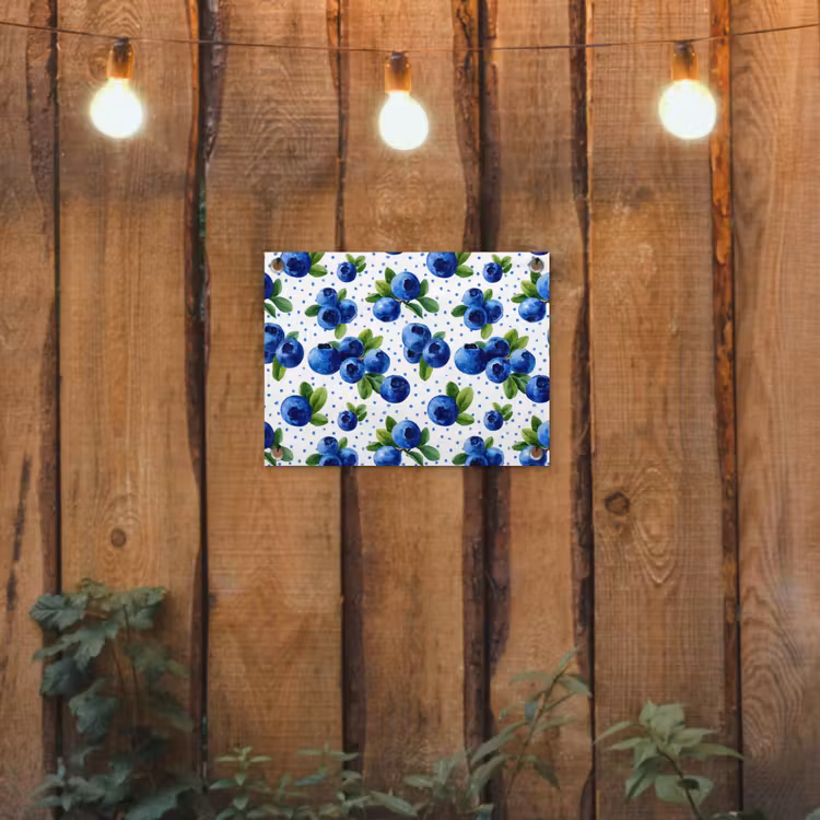 Bessen - Patroon - Blauw tuinposter los doek klein 239 -sfeer1