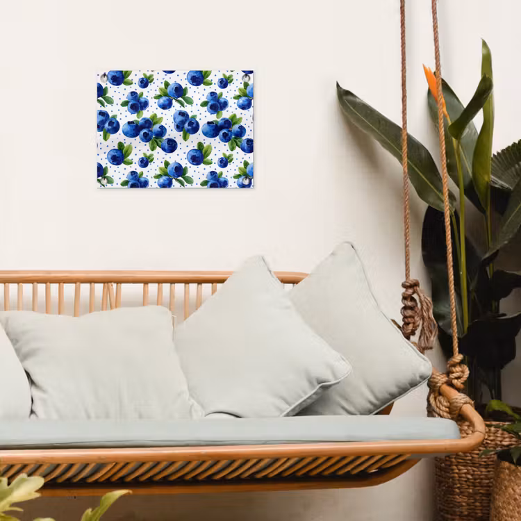 Bessen - Patroon - Blauw tuinposter los doek klein 239 -sfeer7