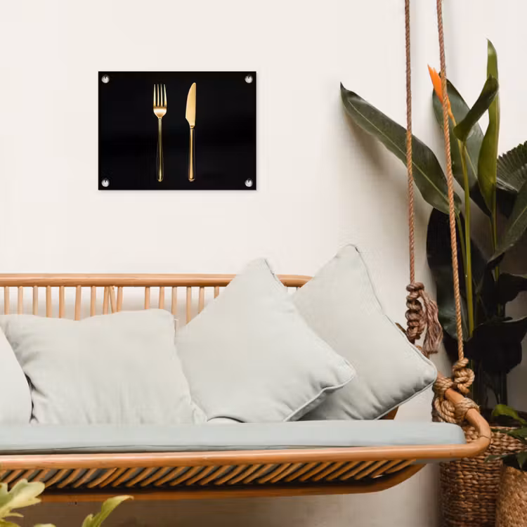 Bestek - Goud - Mes - Vork tuinposter los doek klein -sfeer7