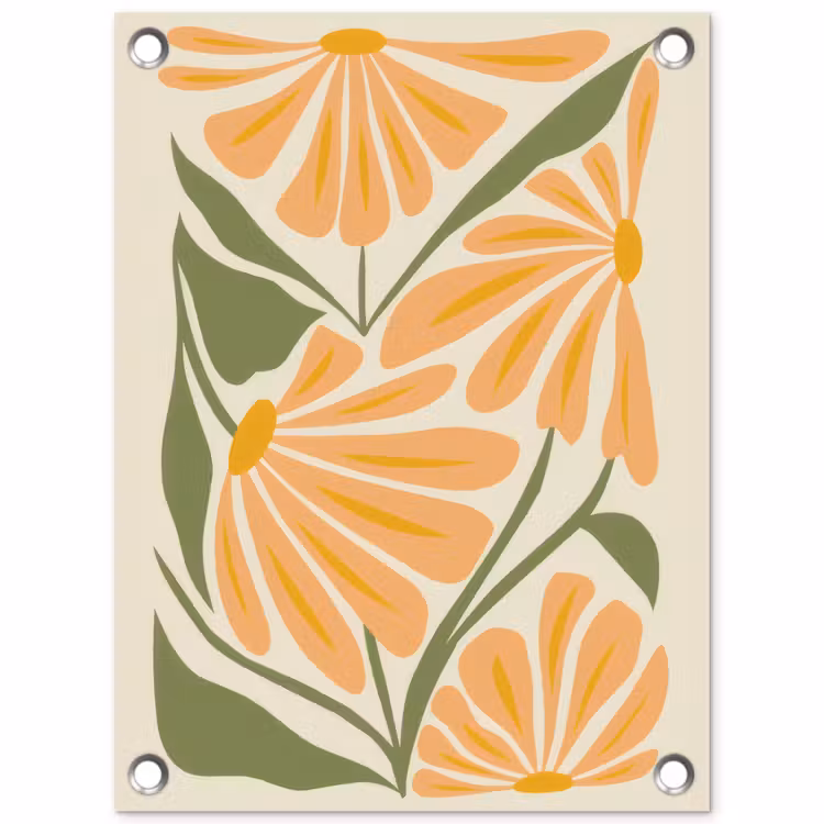 Blaadjes - Zachtoranje - Bloemen tuinposter los doek klein -3d