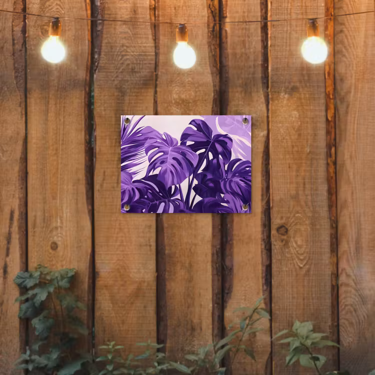Bladeren - Paars - Tropisch - Abstract tuinposter los doek klein -sfeer1