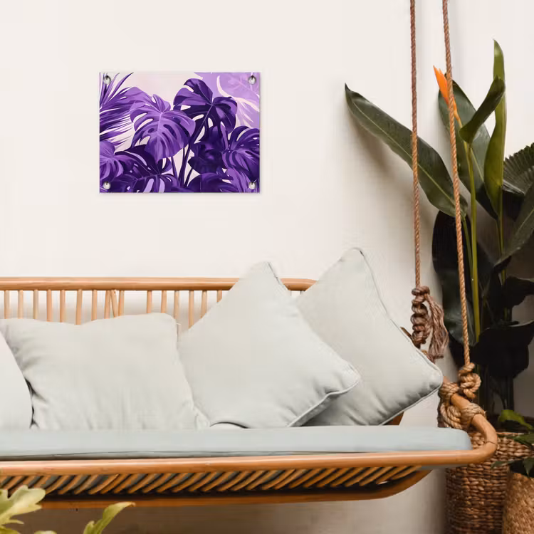Bladeren - Paars - Tropisch - Abstract tuinposter los doek klein -sfeer7