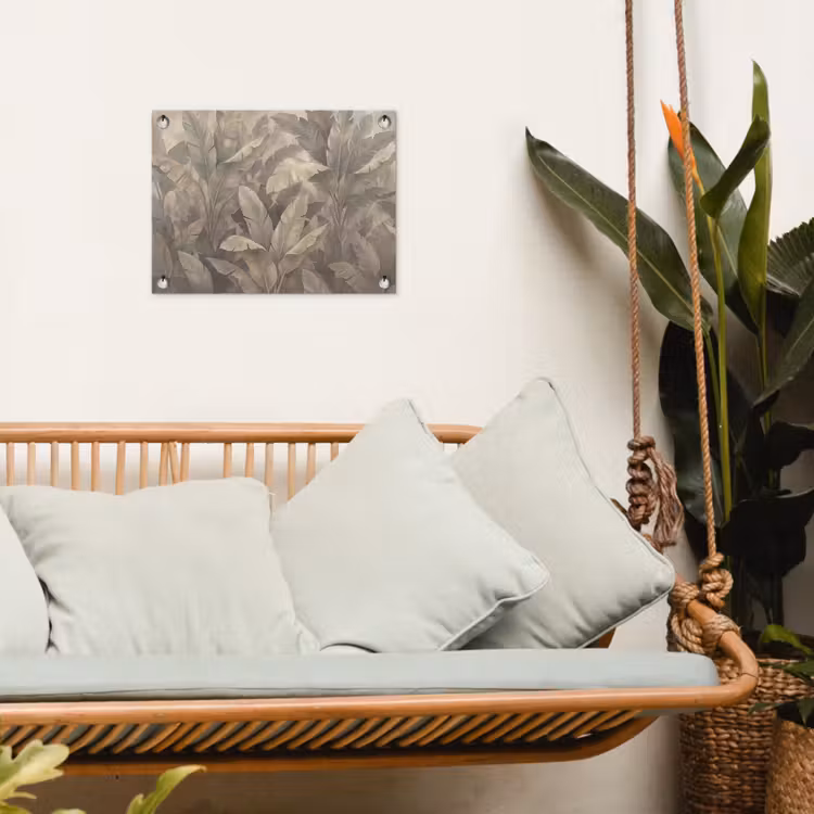 Bladeren - Tropisch - Natuur - Modern - Beige tuinposter los doek klein -sfeer7