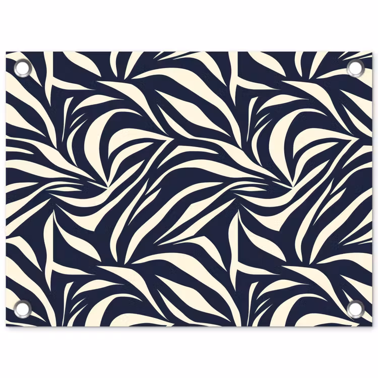 Bladvormen - Blauw - Patroon - Wit tuinposter los doek klein 239 -3d