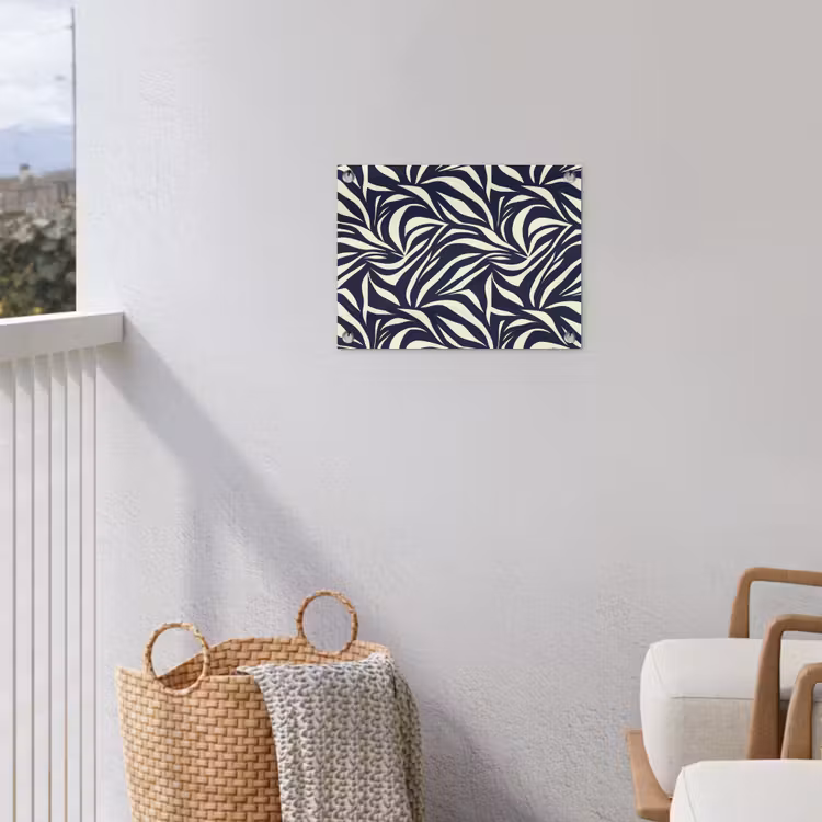 Bladvormen - Blauw - Patroon - Wit tuinposter los doek klein 239 -sfeer8