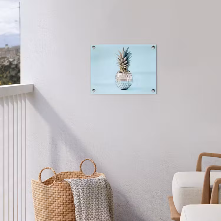 Blauw - Ananas - Disco - Discobal tuinposter los doek klein -sfeer8