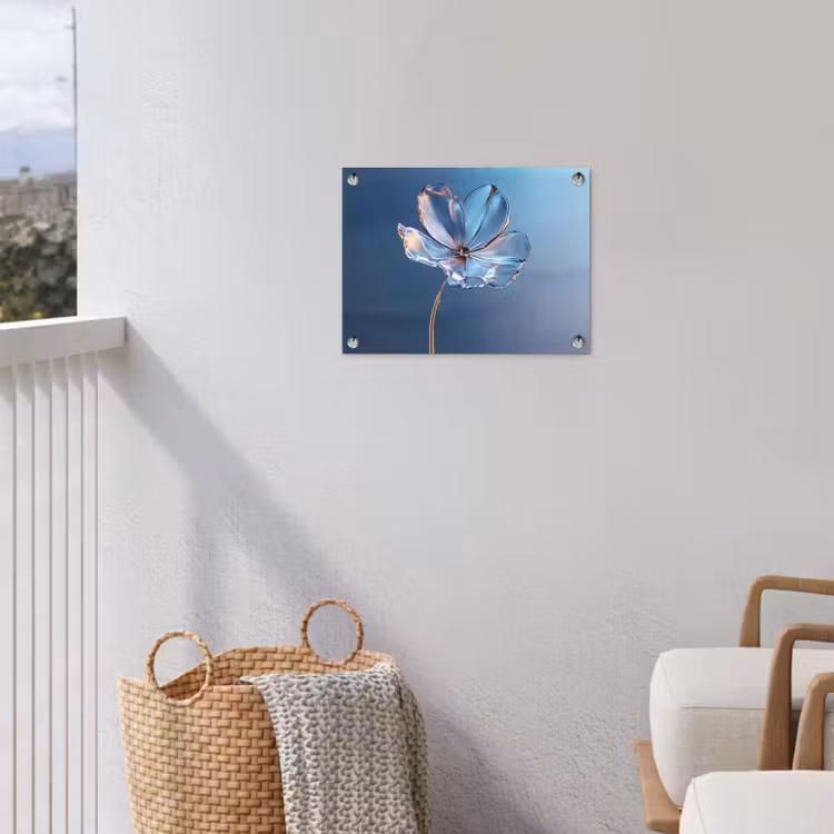 Blauw - Bloem - Glazen - Sierlijk tuinposter los doek klein -sfeer8