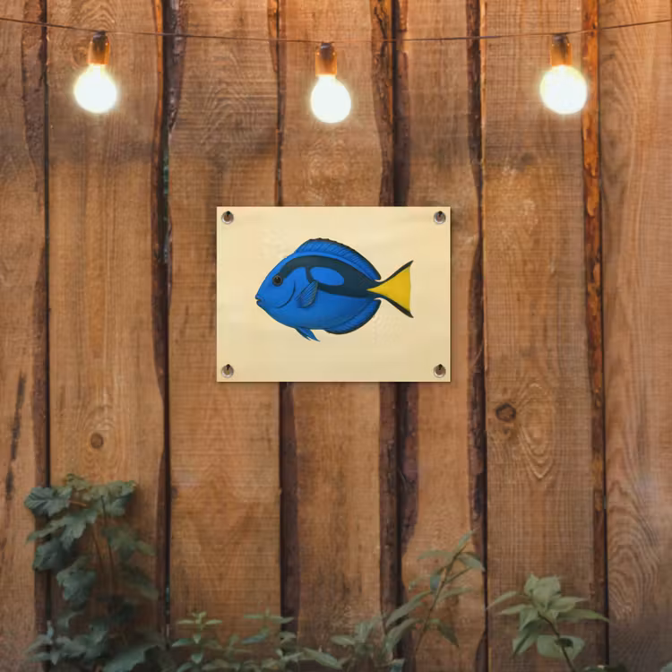 Blauw - Dory - Vis - Staartvin tuinposter los doek klein -sfeer1