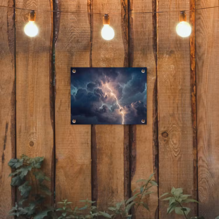 Bliksem - Storm - Natuur - Donker tuinposter los doek klein -sfeer1