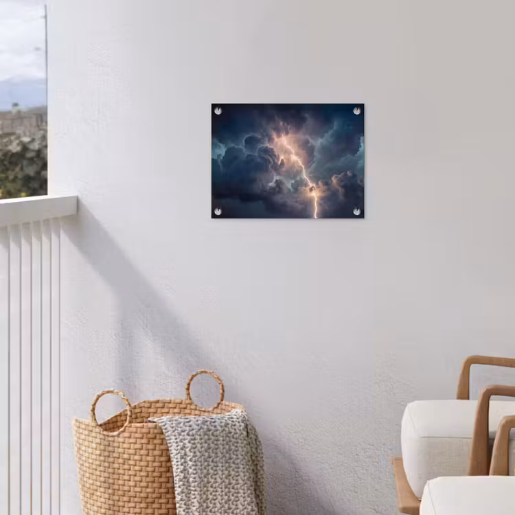 Bliksem - Storm - Natuur - Donker tuinposter los doek klein -sfeer8