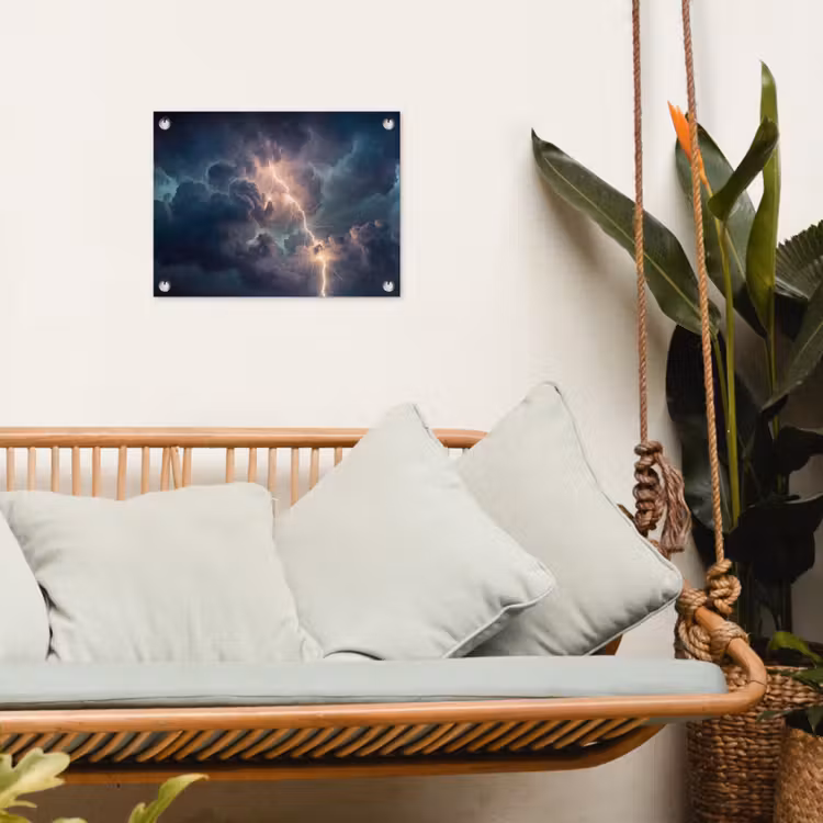 Bliksem - Storm - Natuur - Donker tuinposter los doek klein -sfeer7