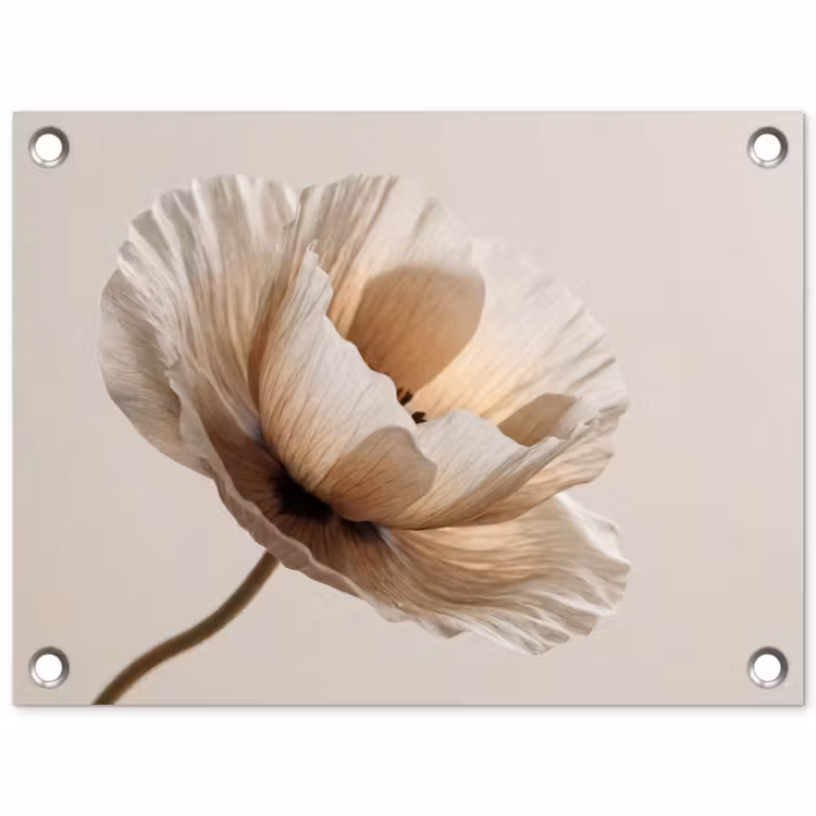 Bloem - Beige - Crème tuinposter los doek klein -3d