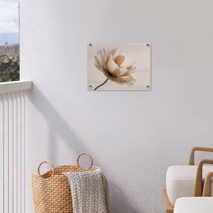 Bloem - Beige - Crème tuinposter los doek klein -sfeer8