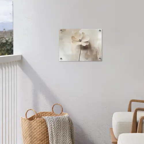 Bloem - Beige - Verf - Schaduw tuinposter los doek klein -sfeer8