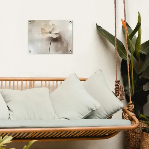 Bloem - Beige - Verf - Schaduw tuinposter los doek klein -sfeer7