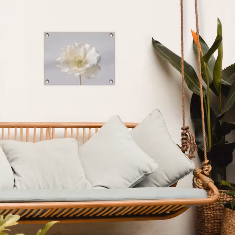 Bloem - Minimalistisch -Wit tuinposter los doek klein -sfeer7