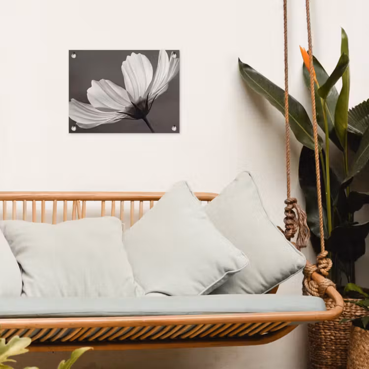 Bloem - Minimalistisch - Zwart - Wit tuinposter los doek klein -sfeer7