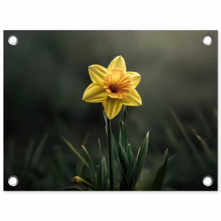 Bloem - Narcis - Gras - Geel tuinposter los doek klein -3d