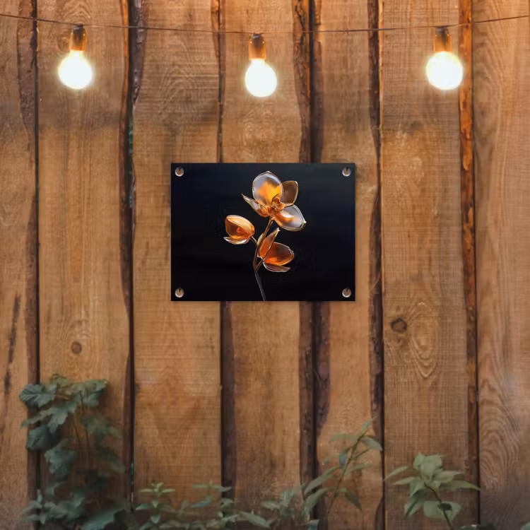 Bloem - Orchidee - Oranje tuinposter los doek klein -sfeer1