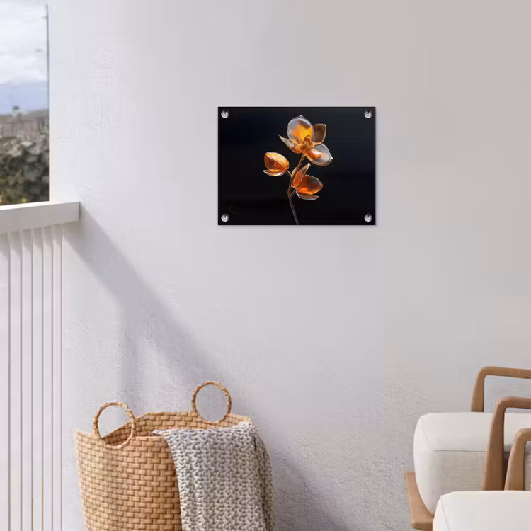 Bloem - Orchidee - Oranje tuinposter los doek klein -sfeer8