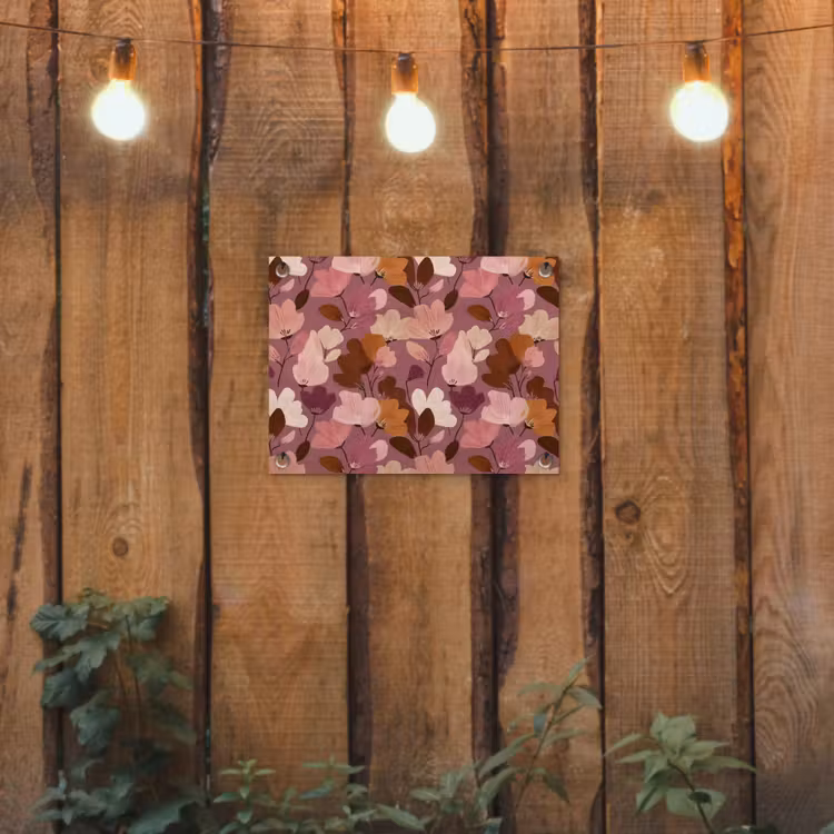 Bloem - Patroon - Roze tuinposter los doek klein 239 -sfeer1