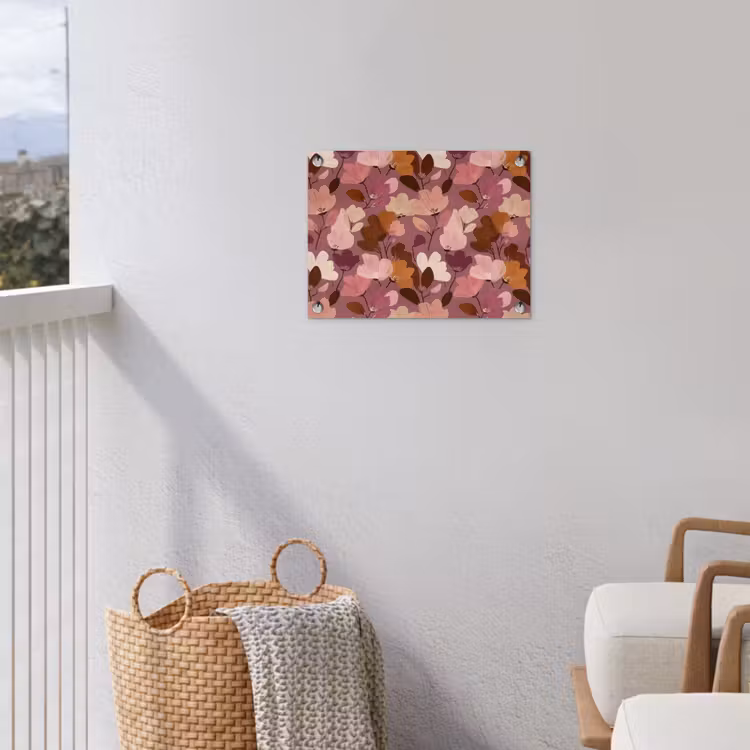 Bloem - Patroon - Roze tuinposter los doek klein 239 -sfeer8