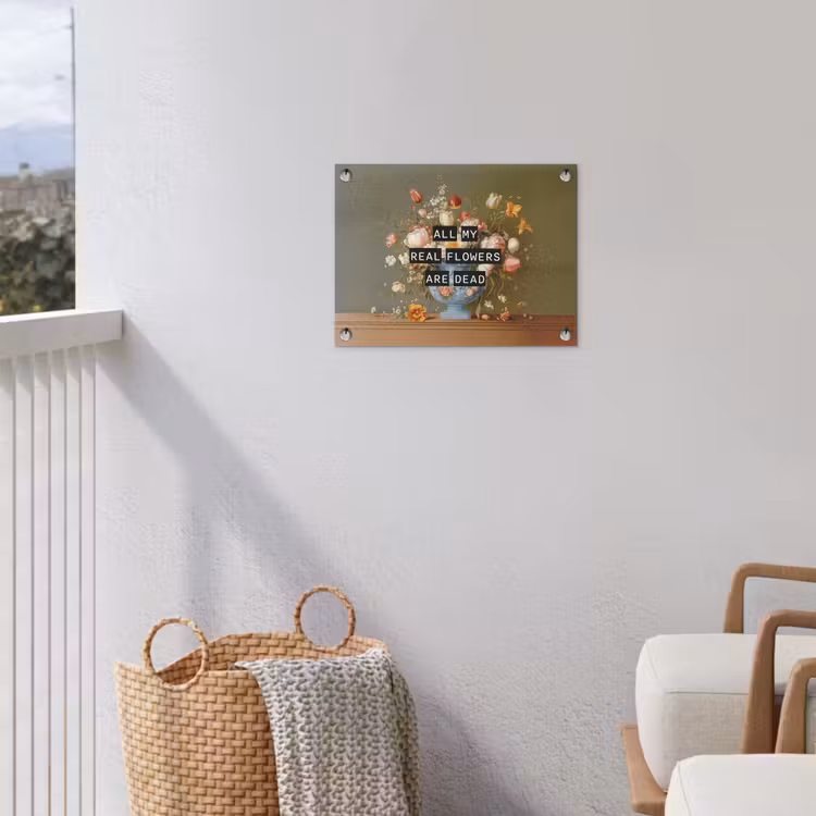 Bloem - Quote - Vintage - Art tuinposter los doek klein -sfeer8