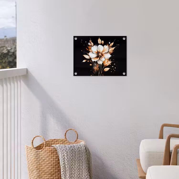 Bloem - Verf - Goud - Graffiti - Modern tuinposter los doek klein -sfeer8