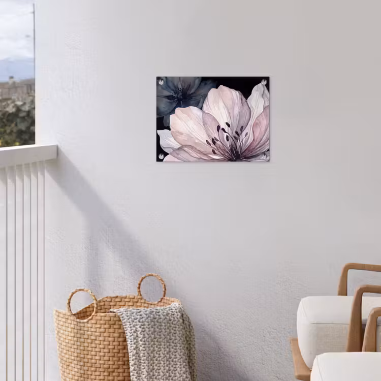 Bloemen - Aquarel - Modern - Roze - Donker tuinposter los doek klein -sfeer8
