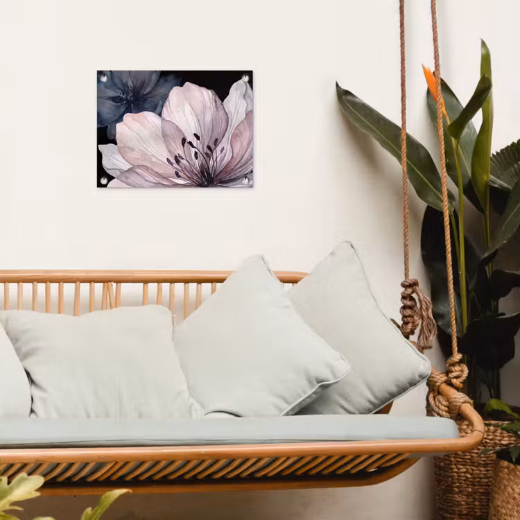 Bloemen - Aquarel - Modern - Roze - Donker tuinposter los doek klein -sfeer7