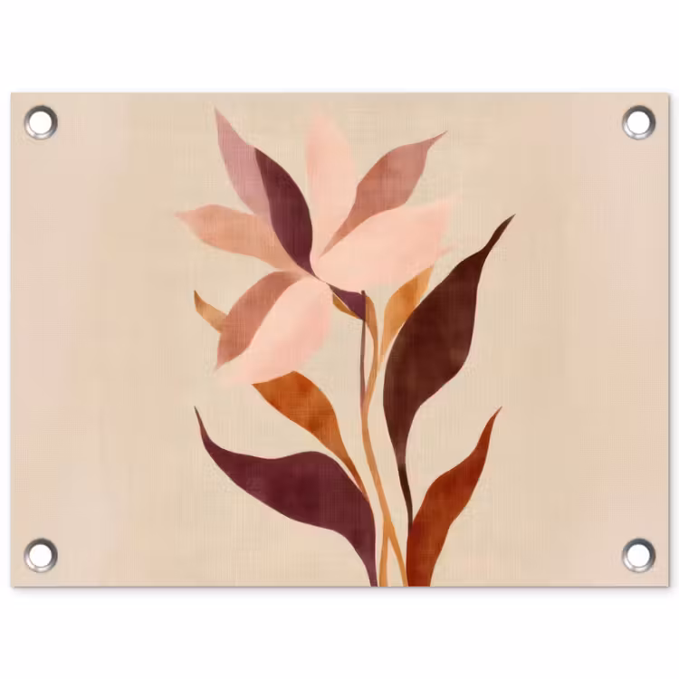 Bloemen - Blaadjes - Minimalistisch - Roze tuinposter los doek klein -3d