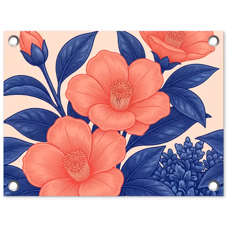 Tuinposter - Bloemen - Bladeren - Botanisch - Bloemen - Bladeren - Botanisch tuinposter los doek klein