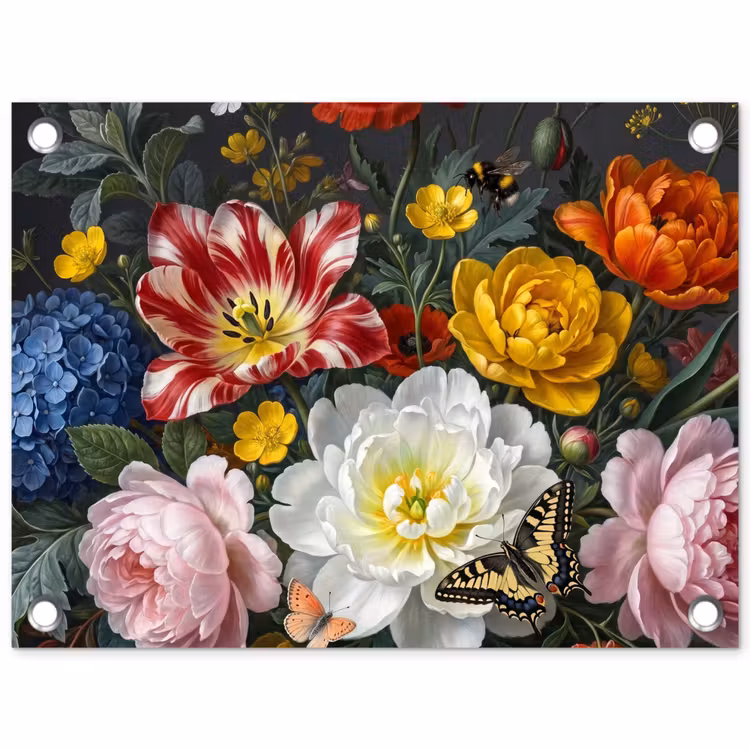 Bloemen - Boeket - Klassiek - Kleurrijk - Natuur tuinposter los doek klein -3d