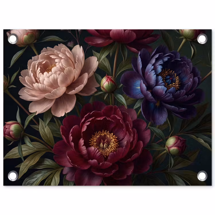 Bloemen - Boeket - Natuur - Modern - Donker tuinposter los doek klein -3d