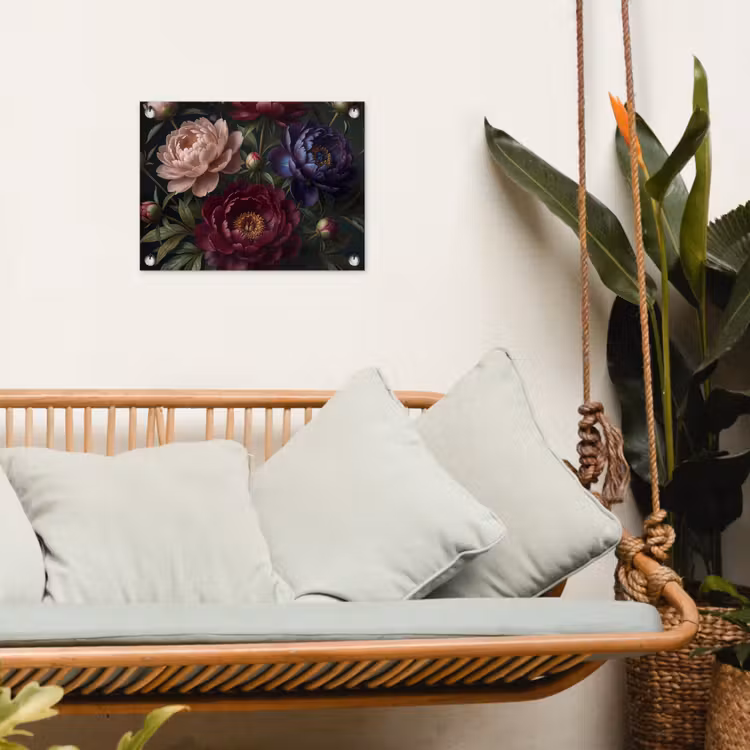 Bloemen - Boeket - Natuur - Modern - Donker tuinposter los doek klein -sfeer7