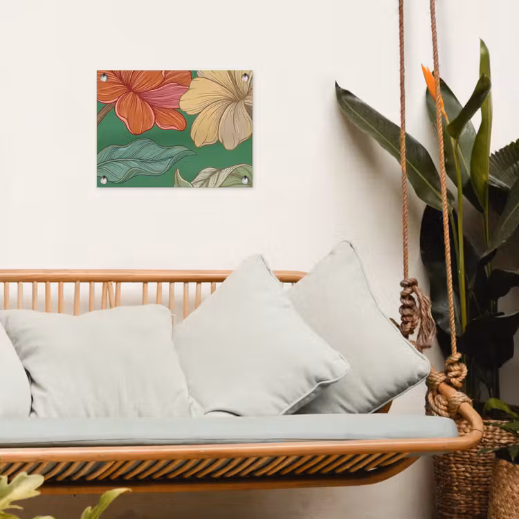 Tuinposter - Bloemen - Groen - Illustratie - Bloemen - Groen - Illustratie tuinposter los doek klein