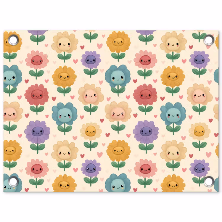 Bloemen - Hartjes - Kleurrijk tuinposter los doek klein 239 -3d