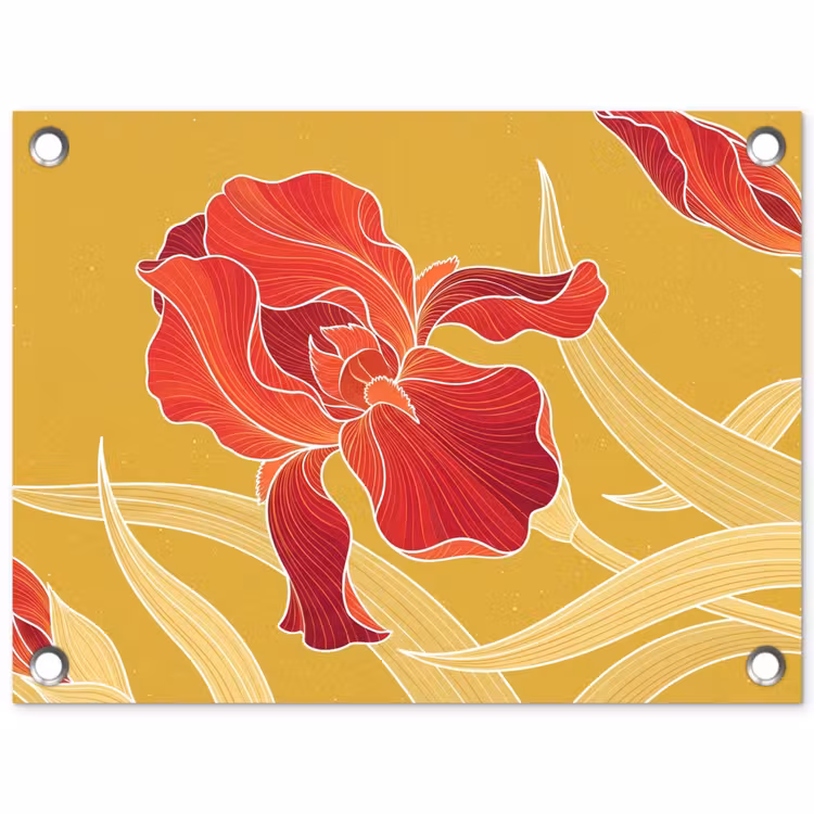 Tuinposter - Bloemen - Illustratie - Rood - Bloemen - Illustratie - Rood tuinposter los doek klein