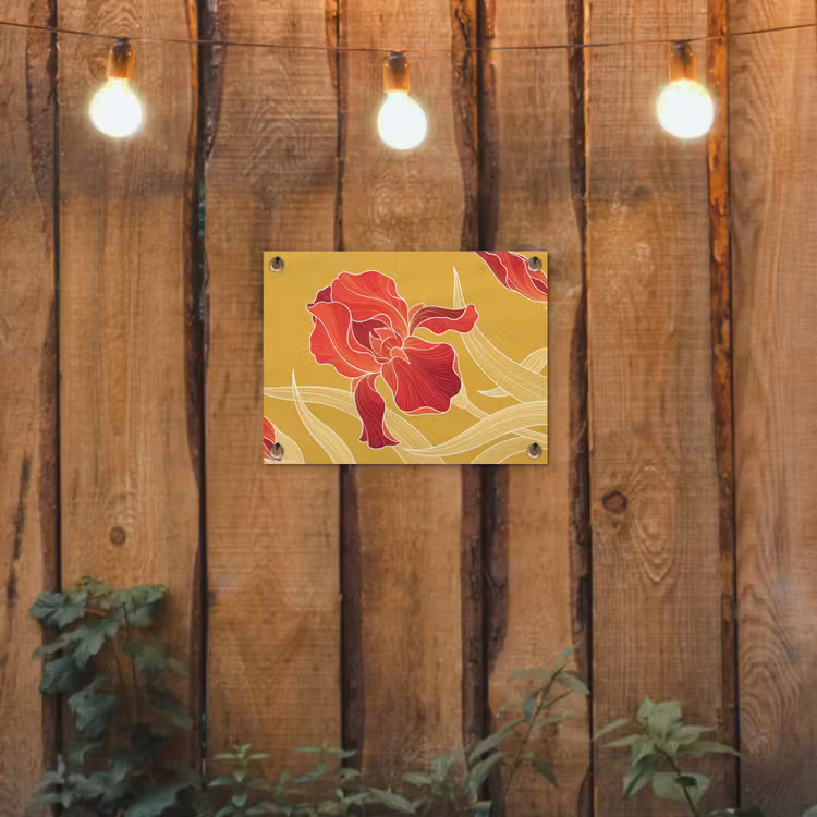 Tuinposter - Bloemen - Illustratie - Rood - Bloemen - Illustratie - Rood tuinposter los doek klein